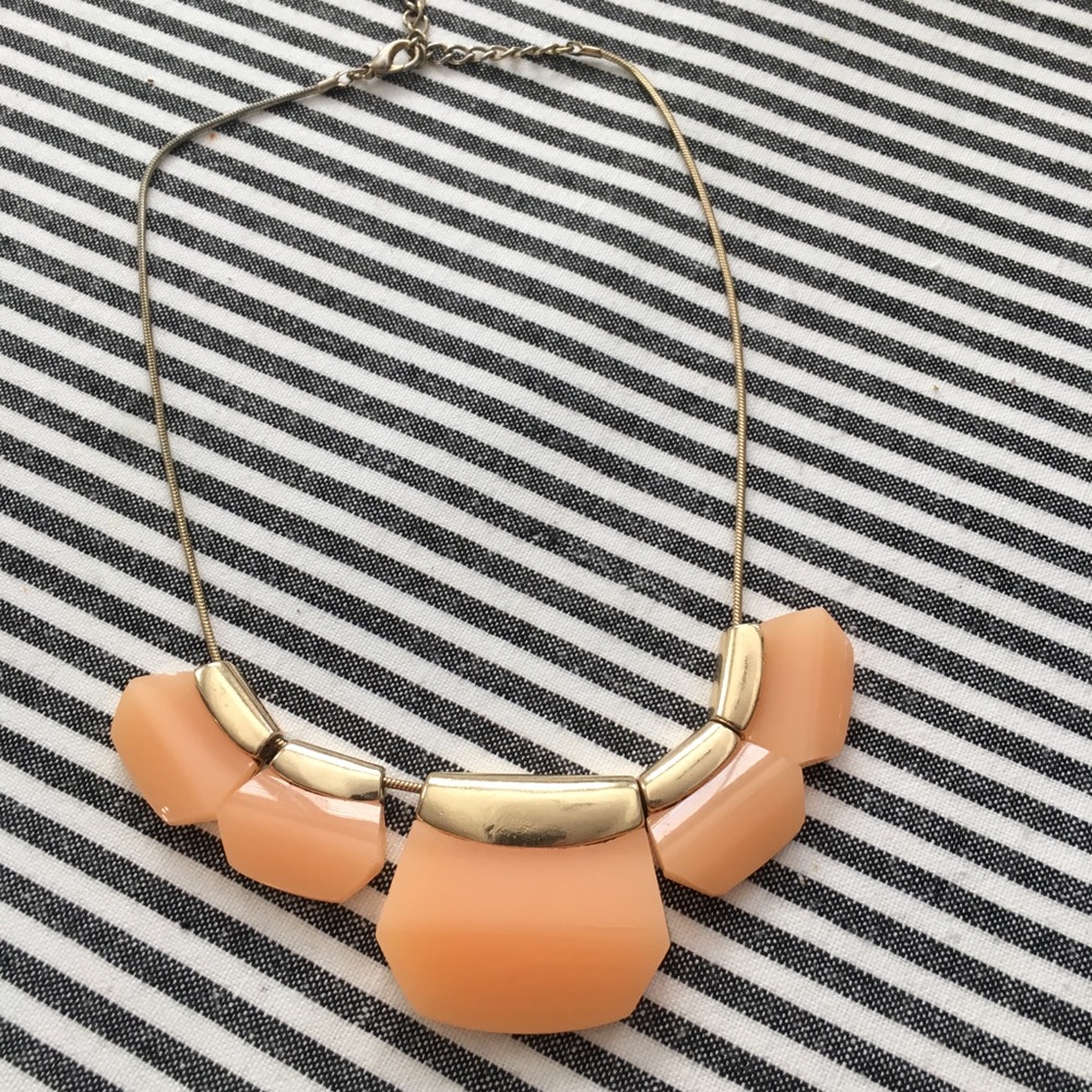 Peachy orange and gold statement necklace